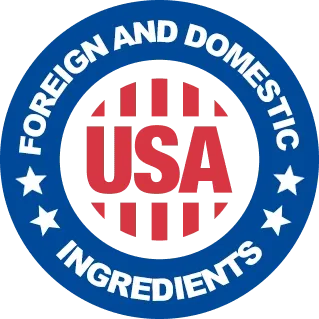 Foreign and domestic ingredients made in USA badge