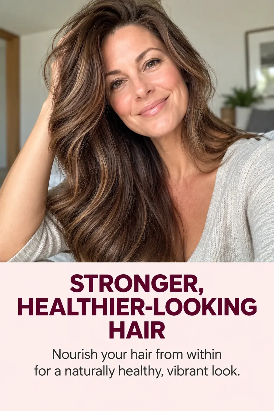 Woman with healthy-looking hair — Gelagen for stronger-looking hair